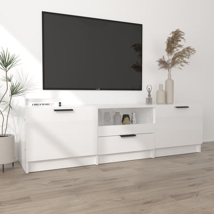 TV Cabinet High Gloss White 140x35x40 cm Engineered Wood