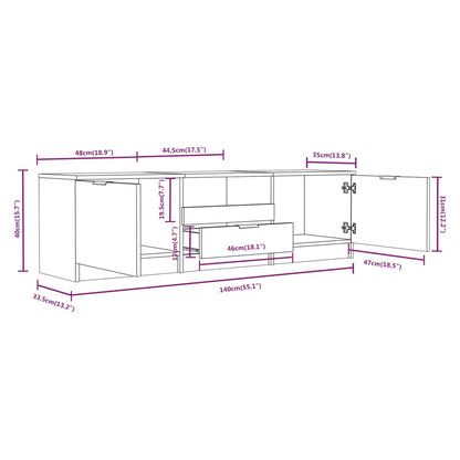 TV Cabinet High Gloss White 140x35x40 cm Engineered Wood