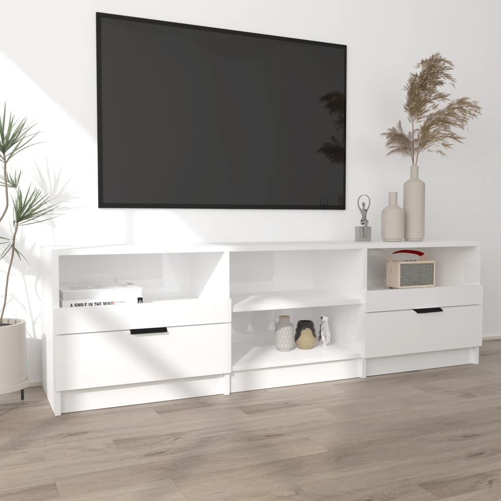 TV Cabinet High Gloss White 150x33.5x45 cm Engineered Wood