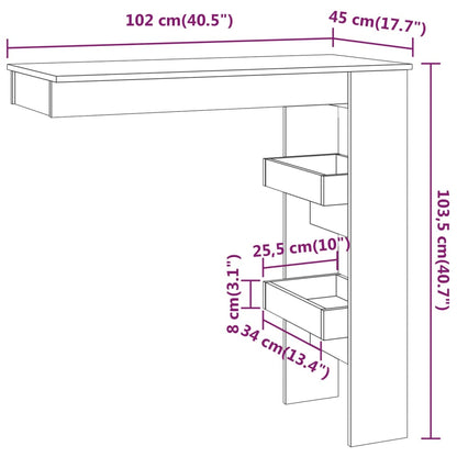 Wall Bar Table White 102x45x103.5 cm Engineered Wood