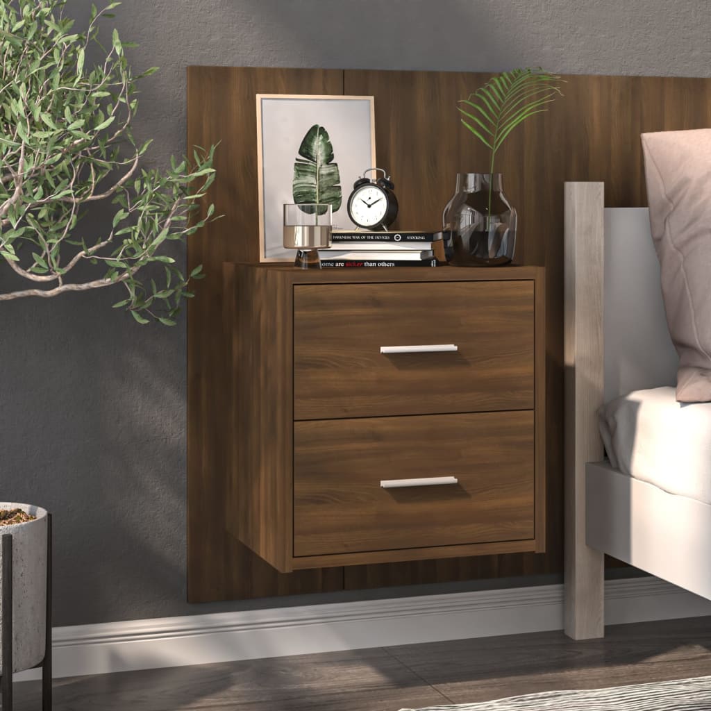 Wall-mounted Bedside Cabinet Brown Oak