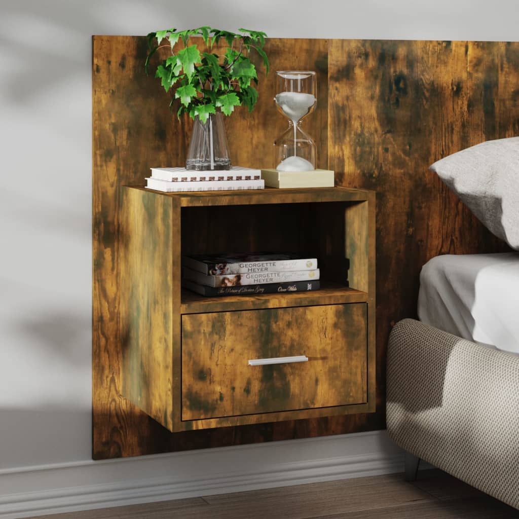 Wall-mounted Bedside Cabinet Smoked Oak