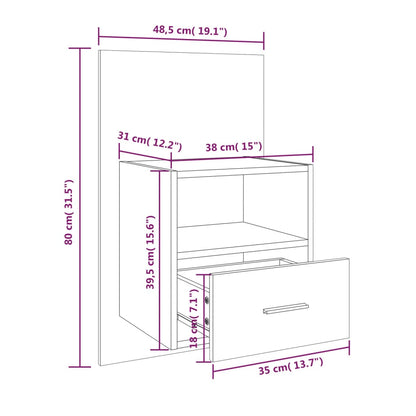 Wall-mounted Bedside Cabinet Grey Sonoma