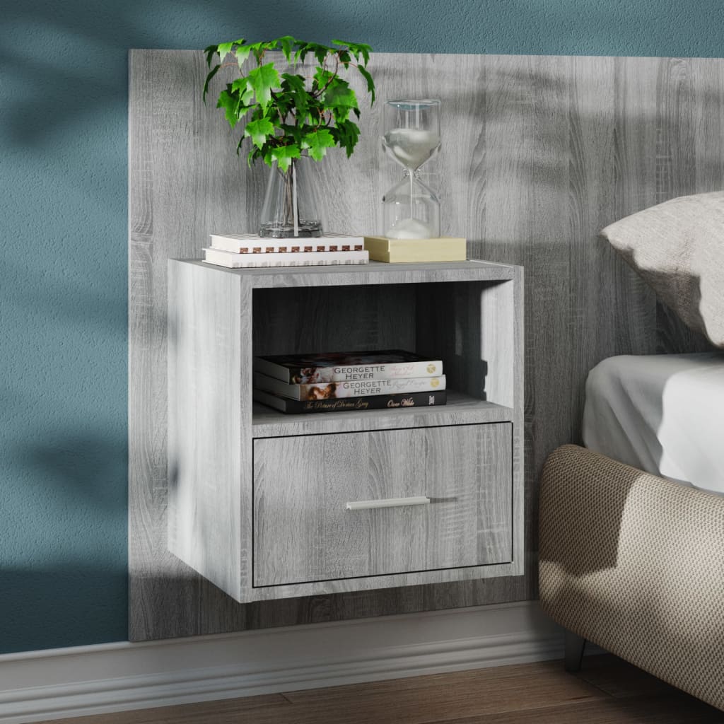 Wall-mounted Bedside Cabinet Grey Sonoma