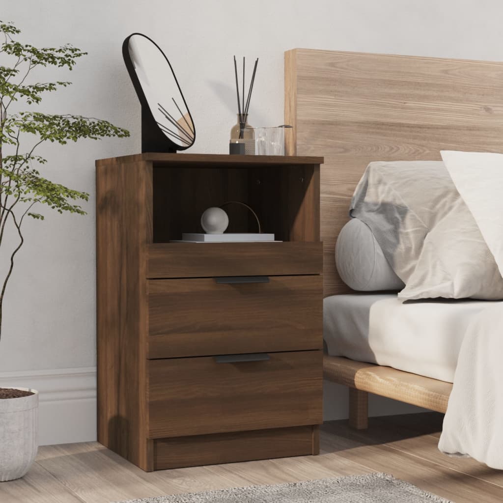 Bedside Cabinets 2 pcs Brown Oak Engineered Wood