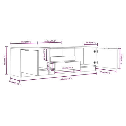 TV Cabinet Smoked Oak 140x35x40 cm Engineered Wood