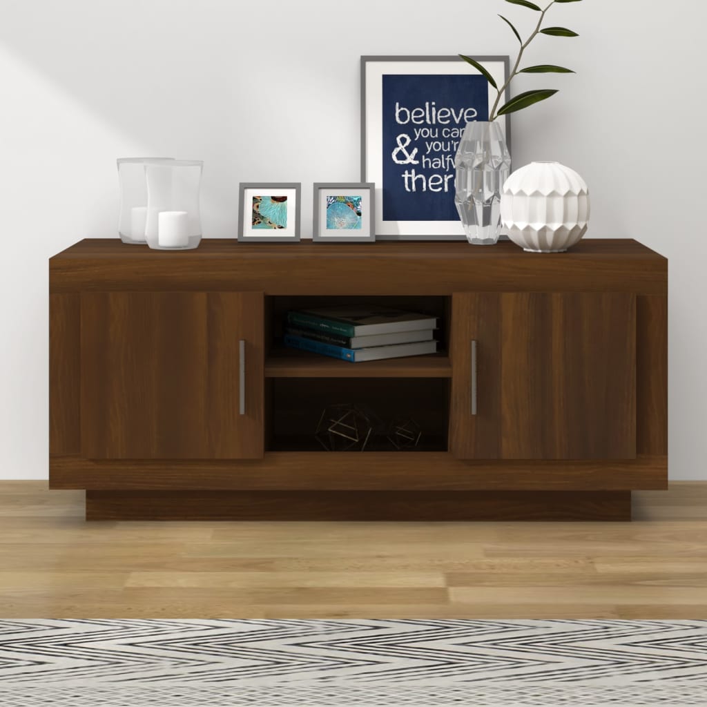 TV Cabinet Brown Oak 102x35x45 cm Engineered Wood