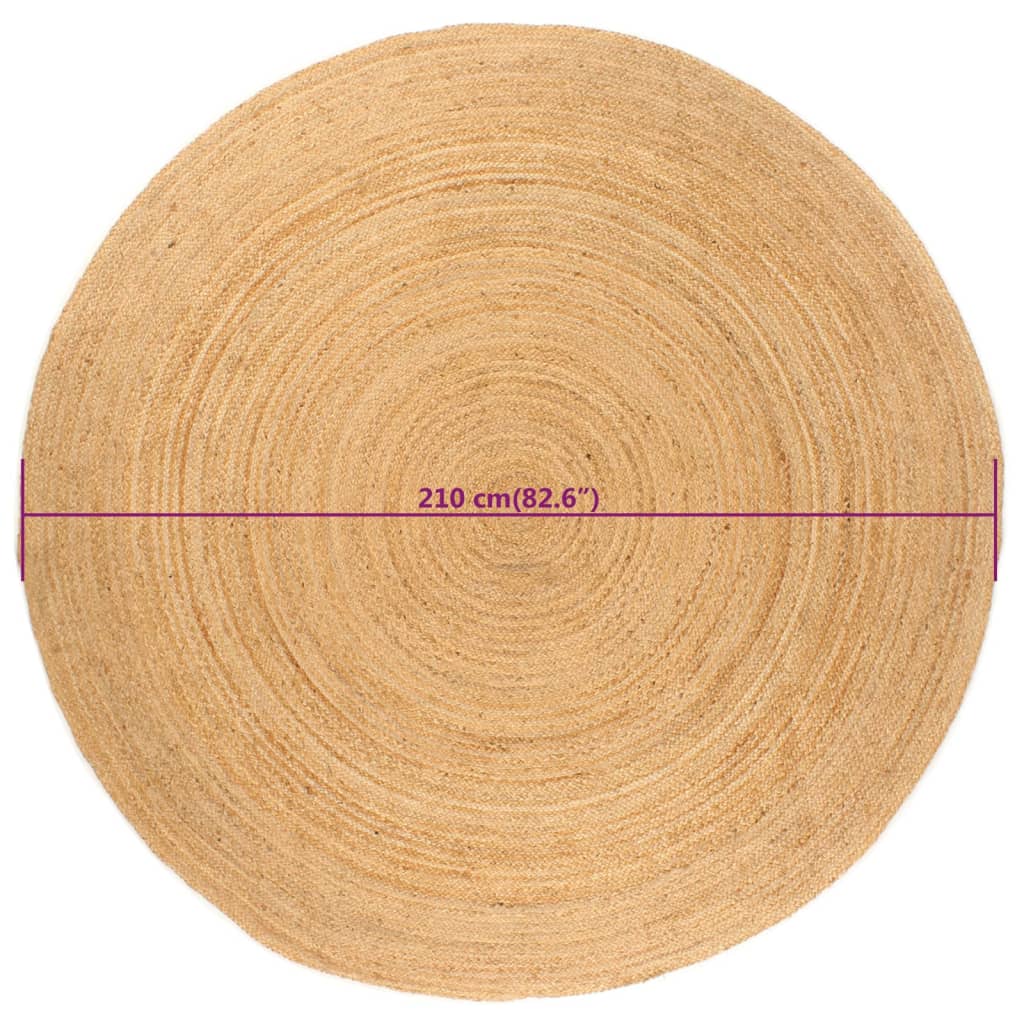 Area Rug Braided Jute 210 cm Round