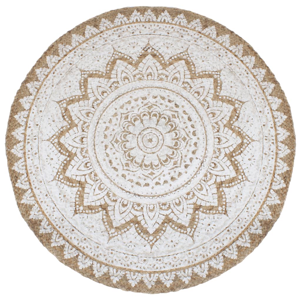 Area Rug Braided Jute Printed 210 cm Round