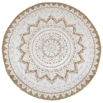 Area Rug Braided Jute Printed 210 cm Round