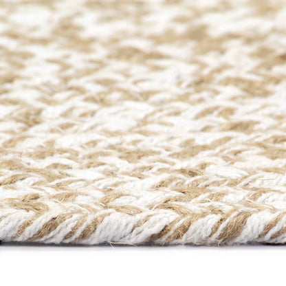 Handmade Rug Jute White and Brown 210 cm