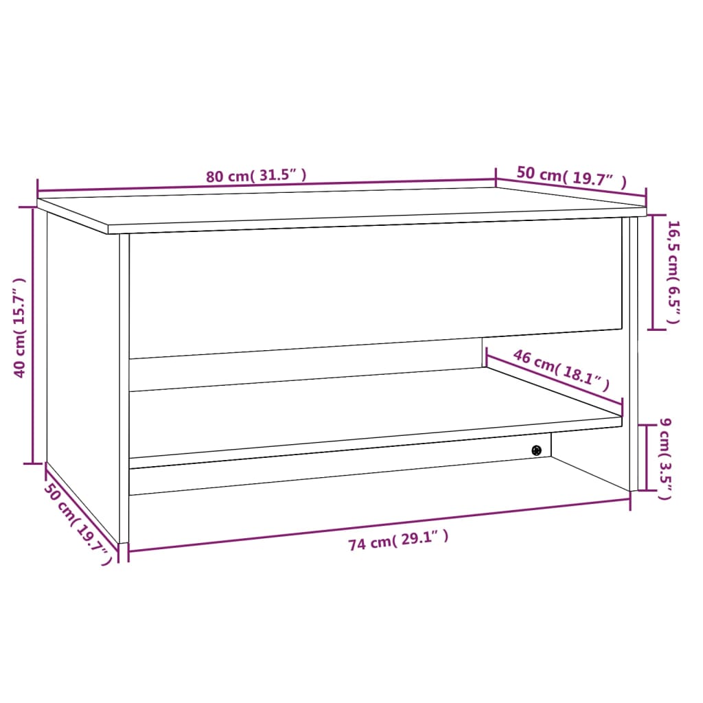 Coffee Table White 80x50x40 cm Engineered Wood