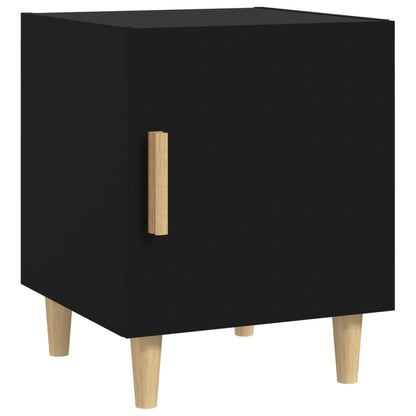 Bedside Cabinet Black Engineered Wood