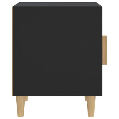 Bedside Cabinet Black Engineered Wood