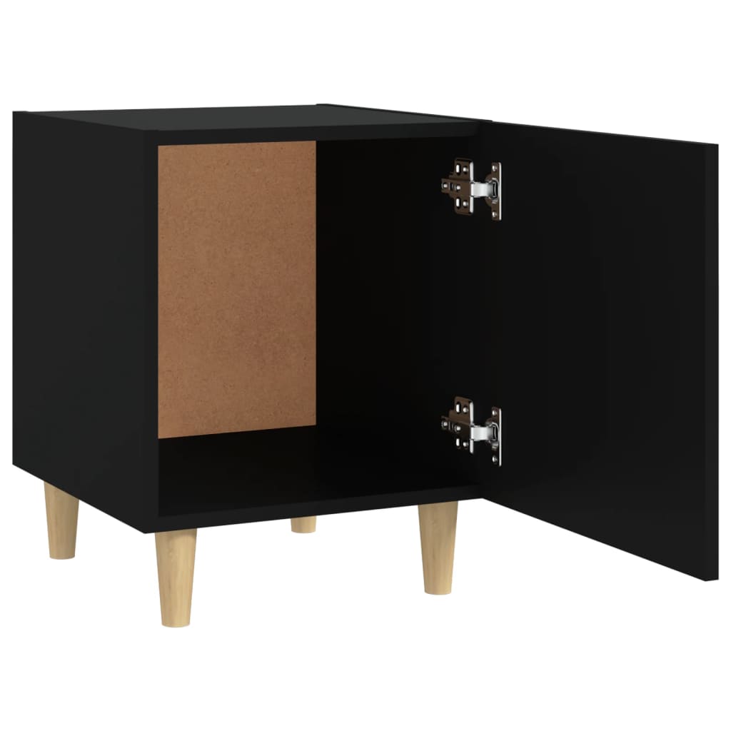 Bedside Cabinet Black Engineered Wood