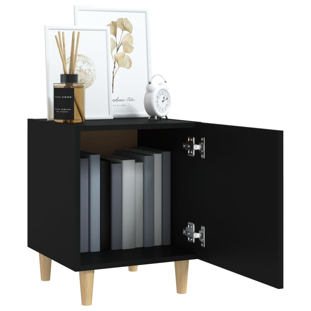 Bedside Cabinet Black Engineered Wood