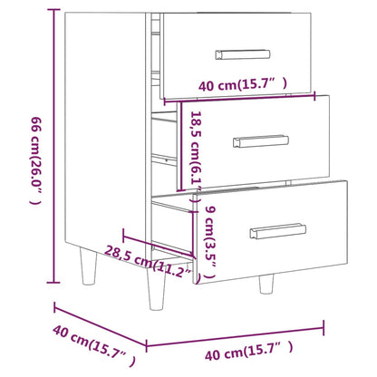 Bedside Cabinet Concrete Grey 40x40x66 cm Engineered Wood