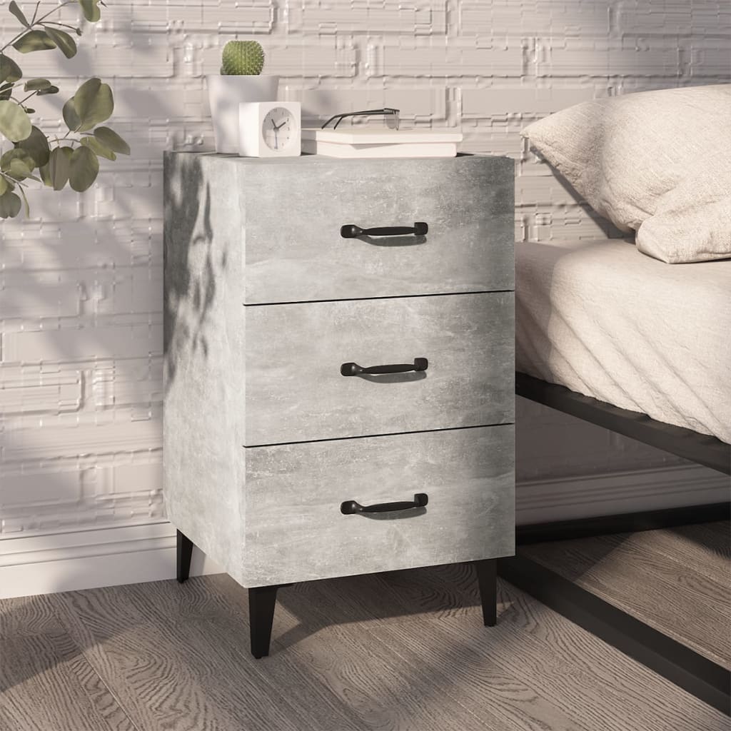 Bedside Cabinet Concrete Grey 40x40x66 cm Engineered Wood