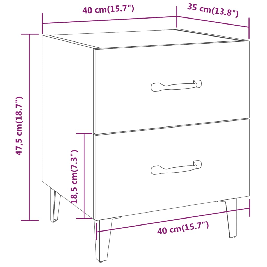 Bedside Cabinet Brown Oak 40x35x47.5 cm