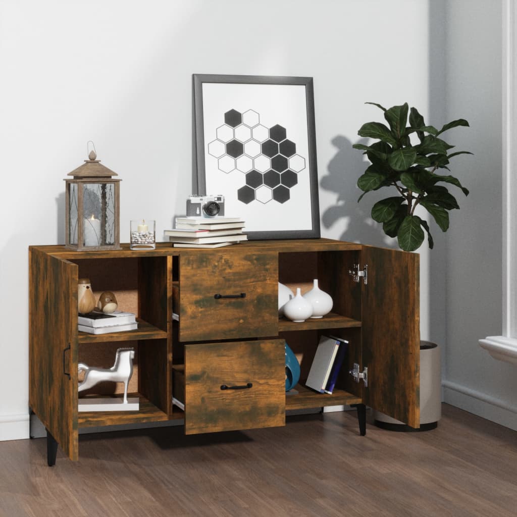 Sideboard Smoked Oak 100x36x60 cm Engineered Wood