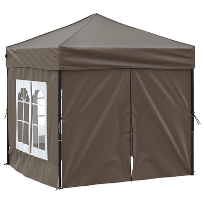 Folding Party Tent with Sidewalls Taupe 2x2 m