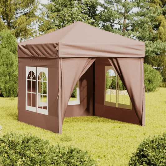 Folding Party Tent with Sidewalls Taupe 2x2 m