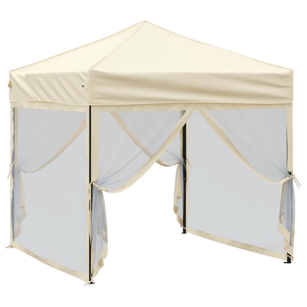 Folding Party Tent with Sidewalls Cream 2x2 m