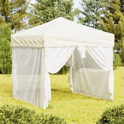 Folding Party Tent with Sidewalls Cream 2x2 m