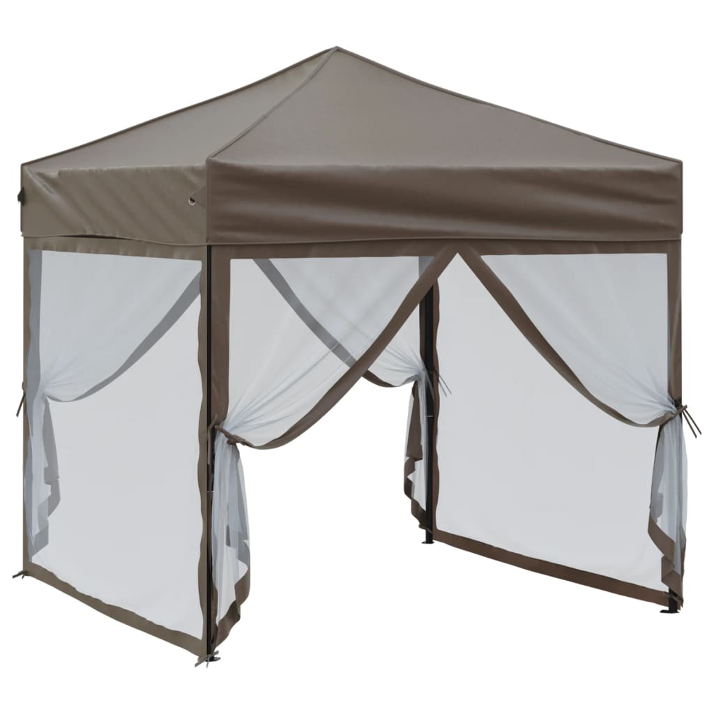 Folding Party Tent with Sidewalls Taupe 2x2 m