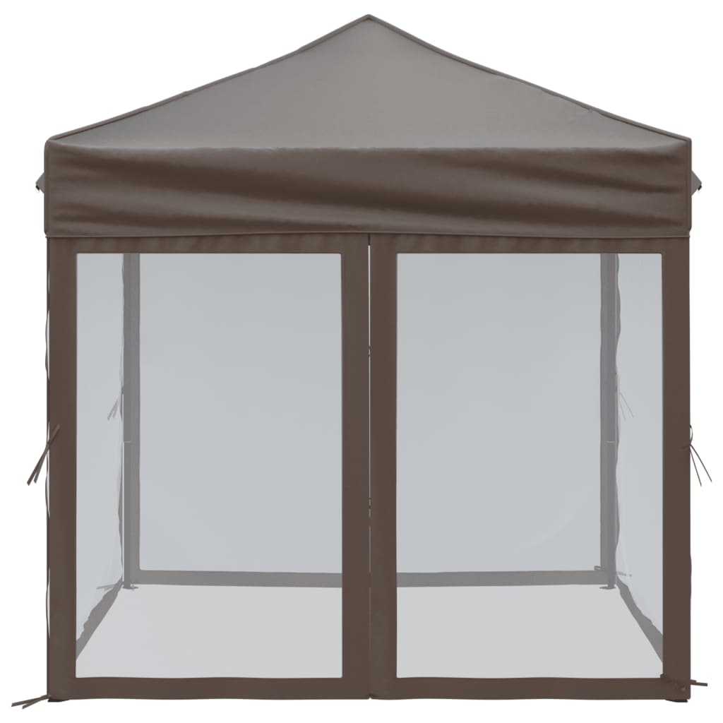 Folding Party Tent with Sidewalls Taupe 2x2 m