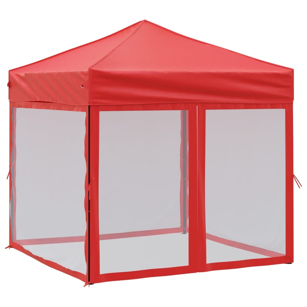 Folding Party Tent with Sidewalls Red 2x2 m