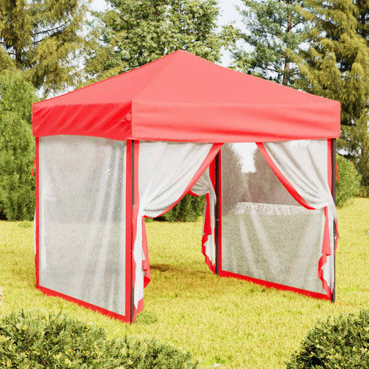 Folding Party Tent with Sidewalls Red 2x2 m