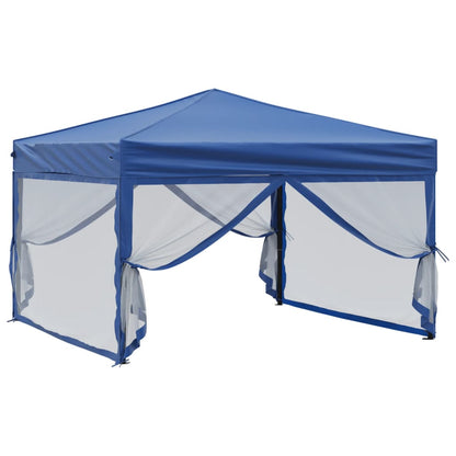 Folding Party Tent with Sidewalls Blue 3x3 m