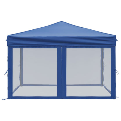 Folding Party Tent with Sidewalls Blue 3x3 m