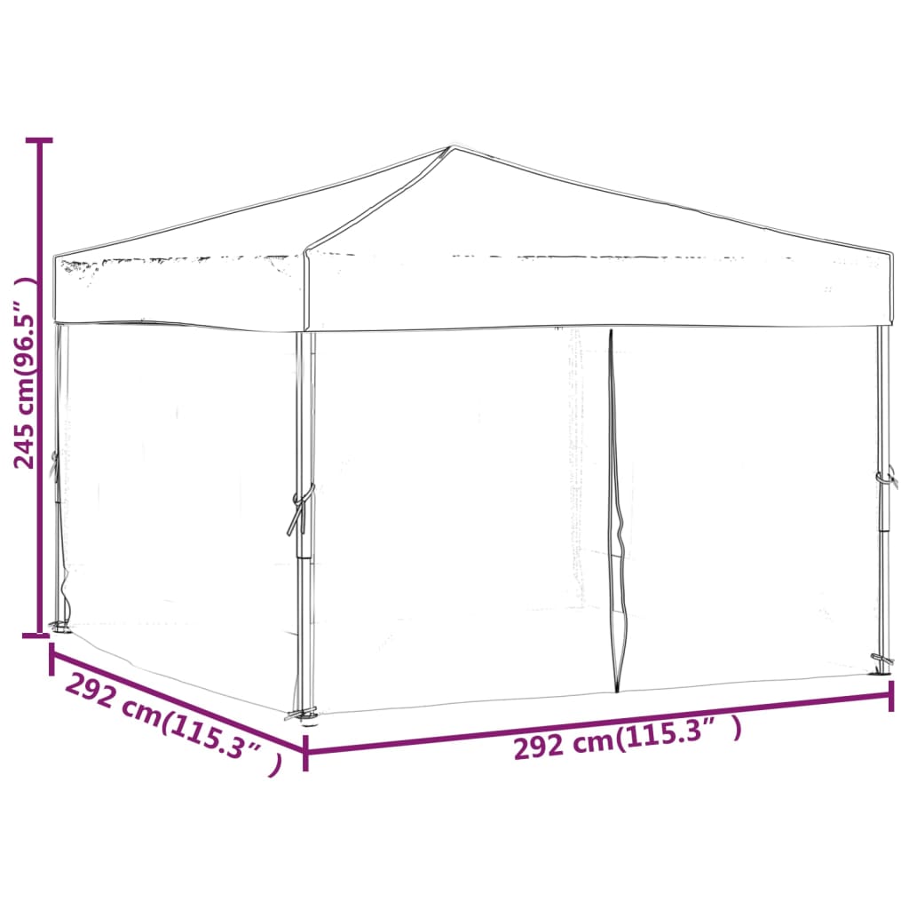 Folding Party Tent with Sidewalls Blue 3x3 m