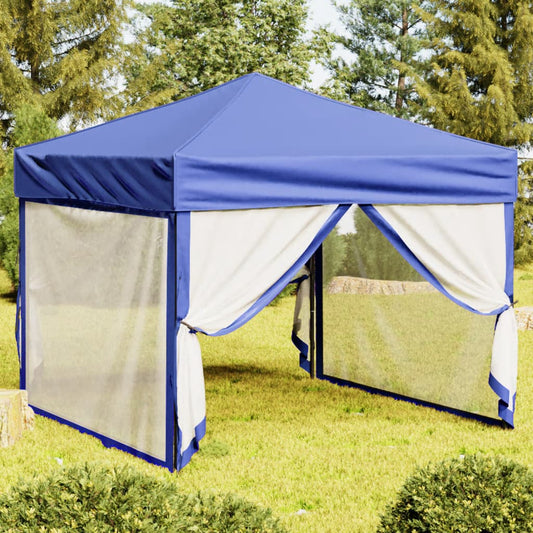 Folding Party Tent with Sidewalls Blue 3x3 m