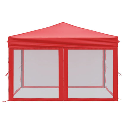 Folding Party Tent with Sidewalls Red 3x3 m