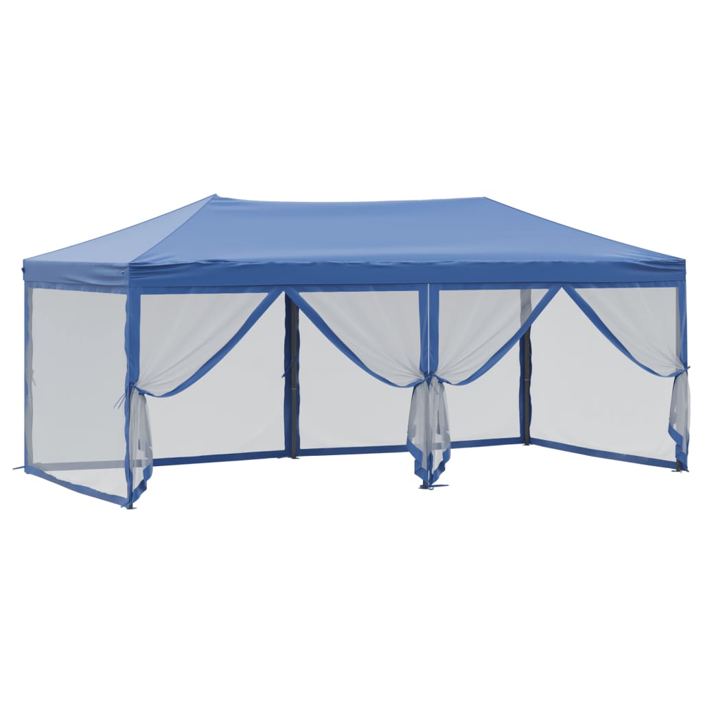 Folding Party Tent with Sidewalls Blue 3x6 m