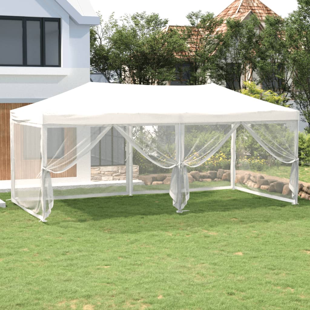 Folding Party Tent with Sidewalls White 3x6 m