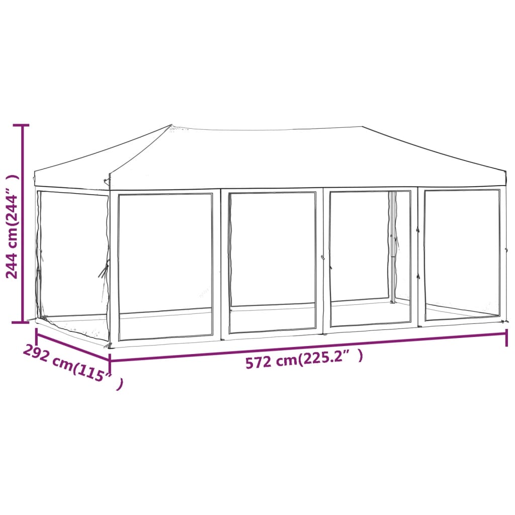 Folding Party Tent with Sidewalls Black 3x6 m