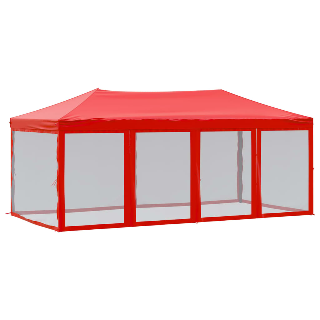 Folding Party Tent with Sidewalls Red 3x6 m