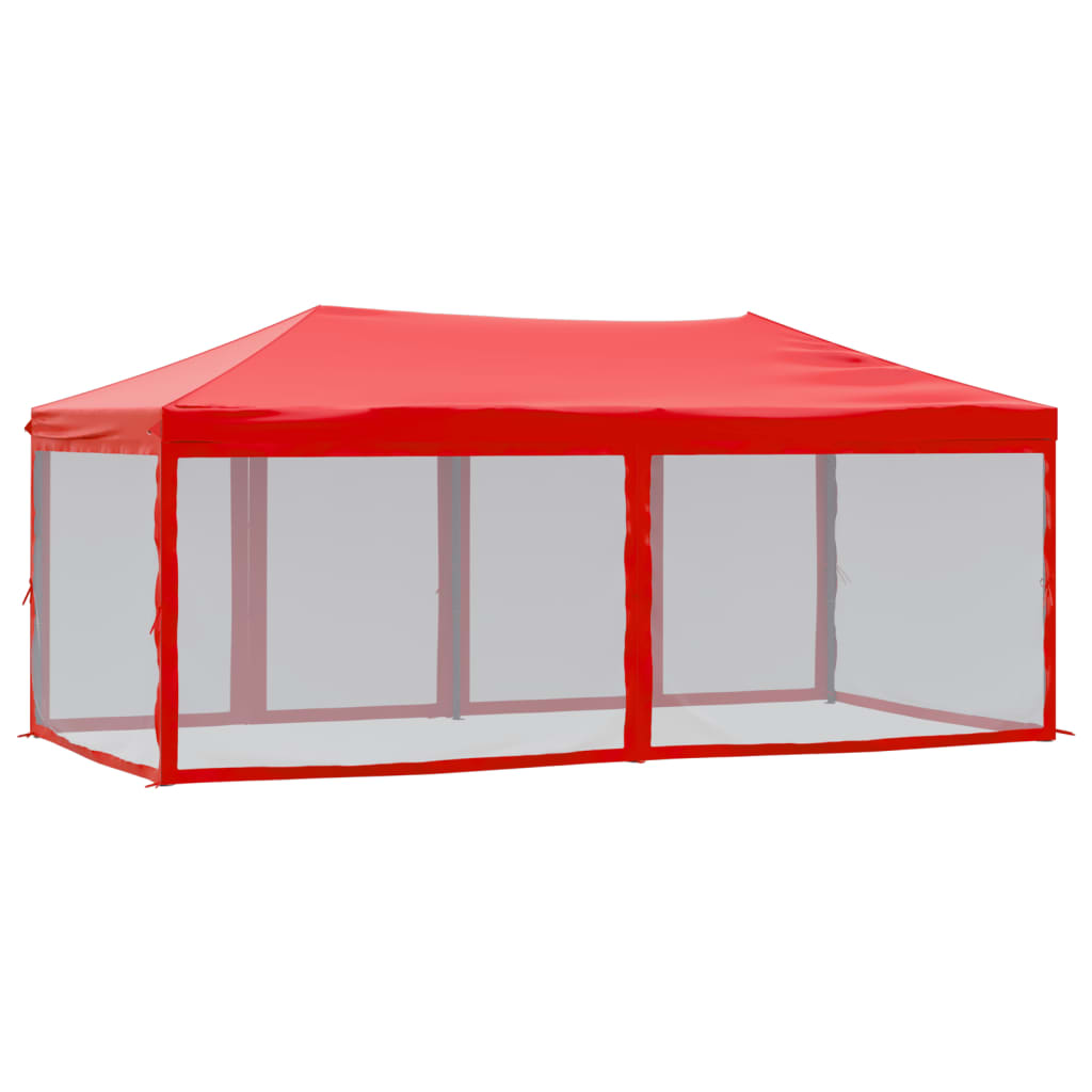 Folding Party Tent with Sidewalls Red 3x6 m