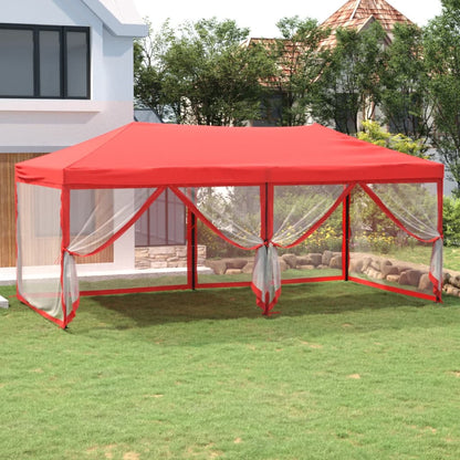 Folding Party Tent with Sidewalls Red 3x6 m