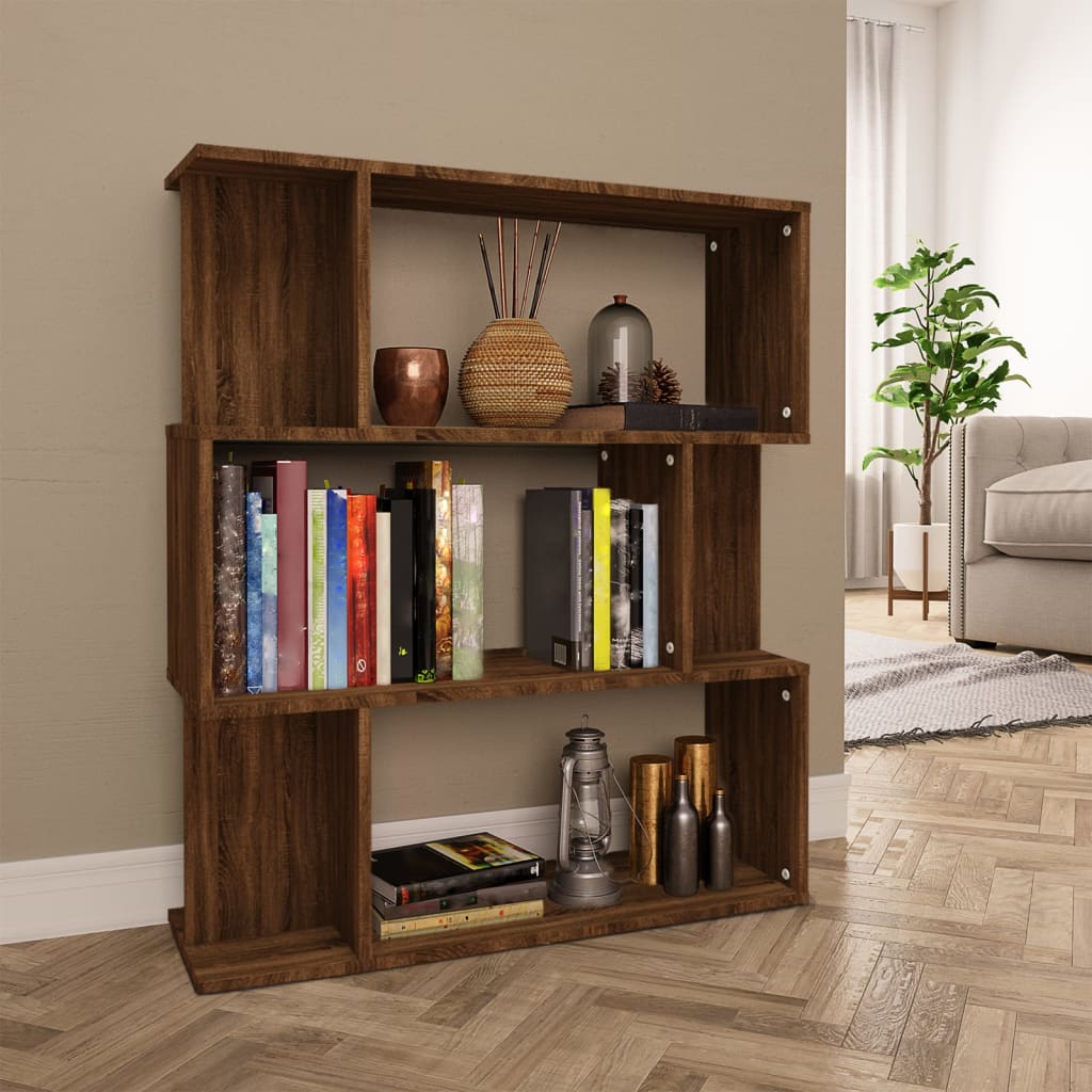 Book Cabinet/Room Divider Brown Oak 80x24x96 cm Engineered Wood