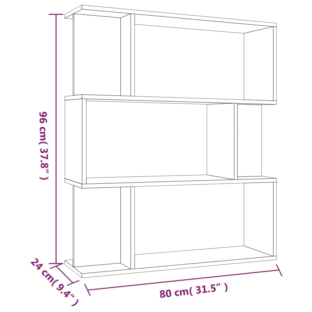 Book Cabinet/Room Divider Brown Oak 80x24x96 cm Engineered Wood