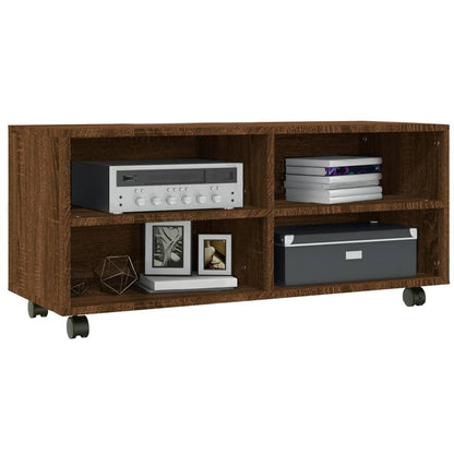 TV Cabinet with Castors Brown Oak 90x35x35 cm Engineered Wood