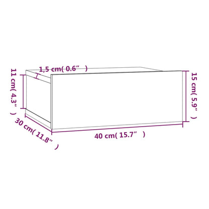 Floating Nightstand Grey Sonoma 40x30x15 cm Engineered Wood