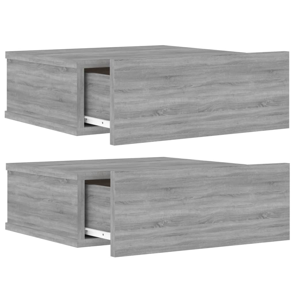 Floating Nightstands 2pcs Grey Sonoma 40x30x15cm Engineered Wood