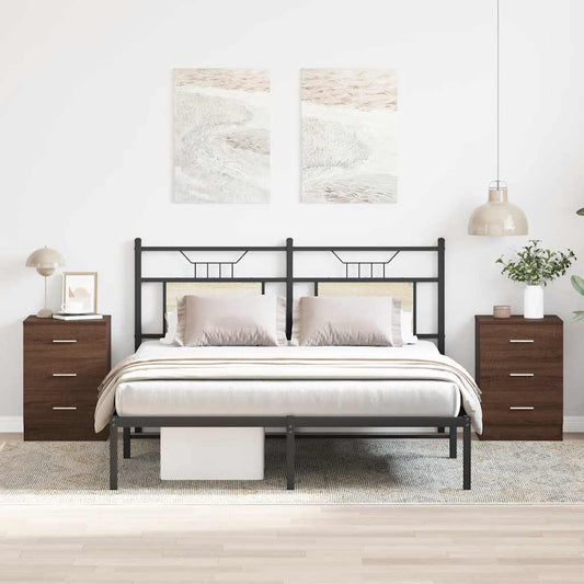 Bedside Cabinets 2 pcs Brown Oak 38x35x56 cm Engineered Wood