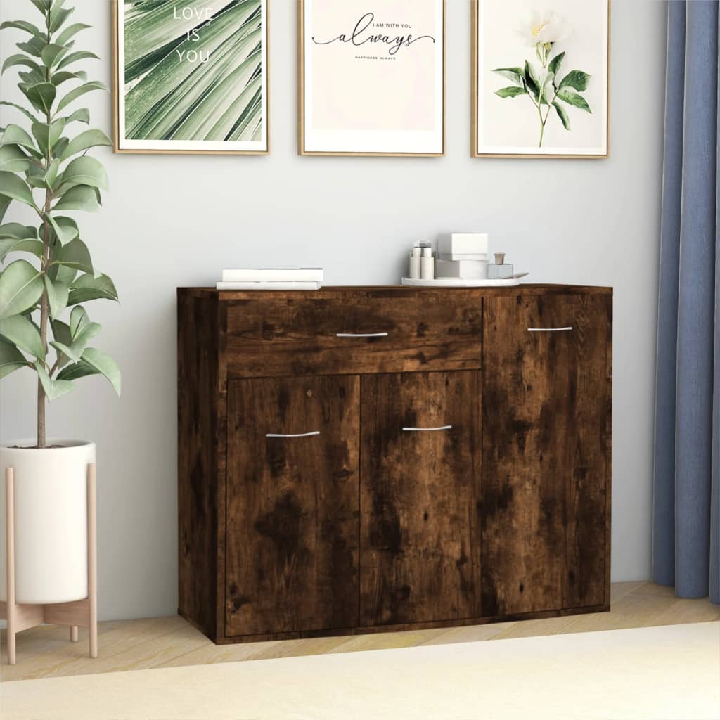 Sideboard Smoked Oak 88x30x70 cm Engineered Wood